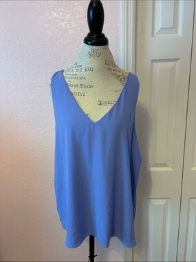 V-Neck Women's Sleeveless Top in Periwinkle Blue Reversable